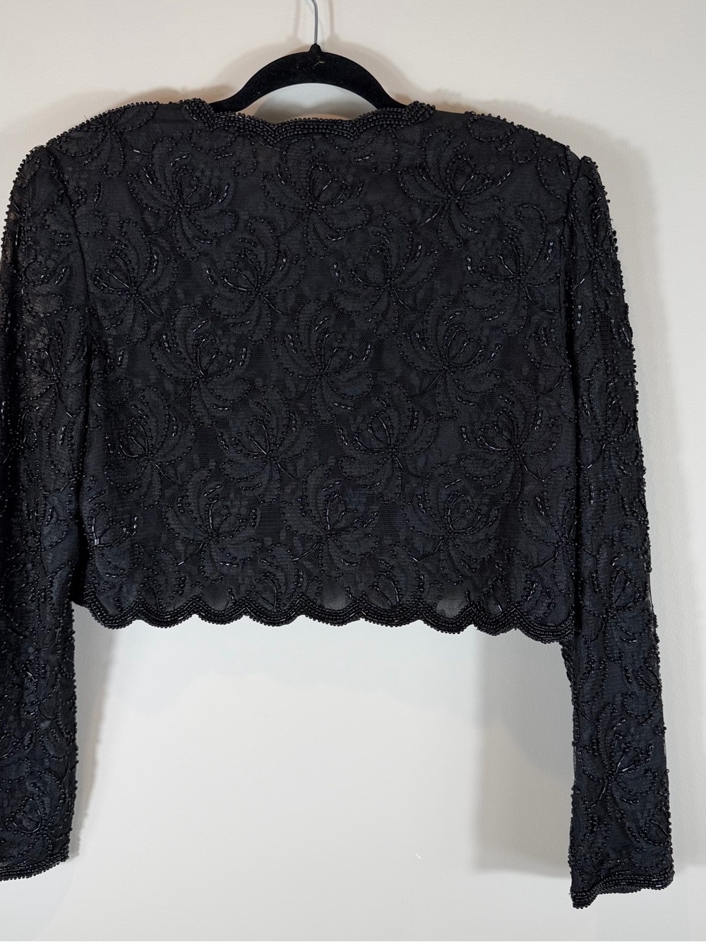 Vintage Brilliante Black Beaded Cropped Sequin Jacket Size Medium - Picture 5 of 7
